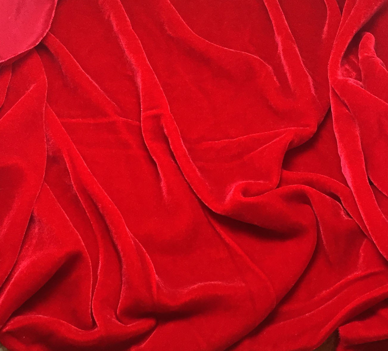 Scarlet Red Silk Velvet Fabric 1 Yard
