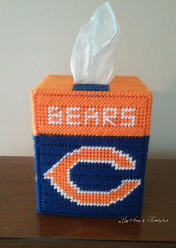 Chicago Bears Plastic Canvas Tissue Box Cover includes box of