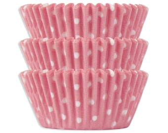 Light Pink Polka Dot Baking Cups - 50 pastel pink polka dot cupcake liners