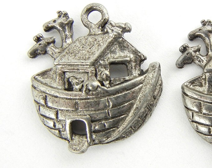 Set of 2 Ark Charms Silver-tone Pewter