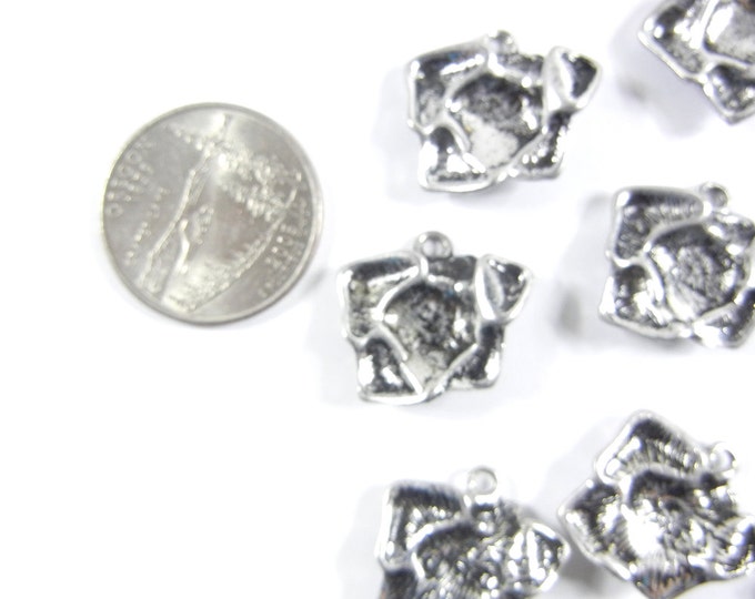 Set of 12 Antique Silver-tone Flower Charms