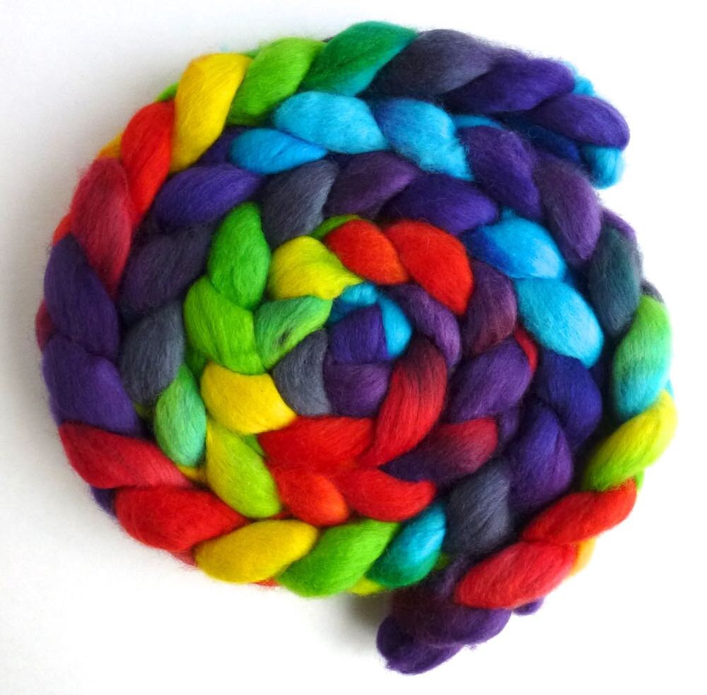 Finn Wool Roving Hand Painted Spinning or Felting Fiber