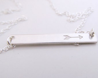 Arrow Jewelry - Long Layering Silver Bar Necklace - Graduation Gift - Arrow Necklace - Silver Bar Necklace - Layering Necklace