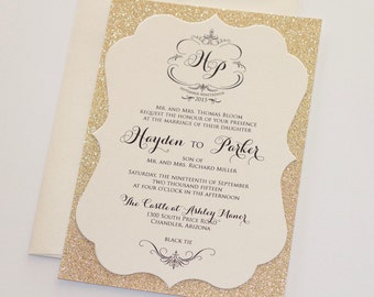 Elegant wedding invitations etsy