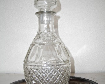 decanter for your bar - pressed glass liquor bottle - mad men shabby cottage chic - hollywood regency - hipster barware
