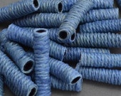 Wound Hemp Tube Beads - Medium Blue (100)