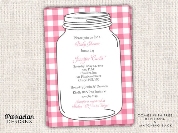 Mason Jar Baby Shower Invitation Mason Jar by ParraclanDesigns