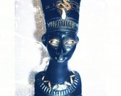 FOR ANNALIES Jet Blaxk With Gold Leaf Highlights Queen Nefertiti Statue