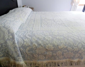 Bates Queen Elizabeth Bedspread, Bates Blue Bedspread, Blue Matelasse Bedspread