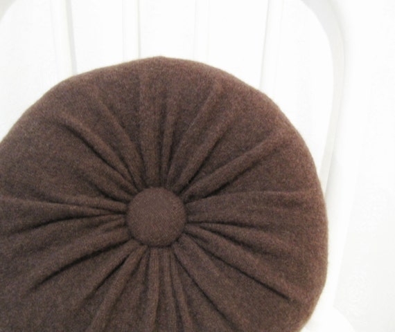 Brown Cashmere Round Throw Pillow / Accent Decorative Pillow