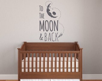 Vinyl wall decal- To the moon and back wall graphic, wall sticker, vinyl wall art, item 30034