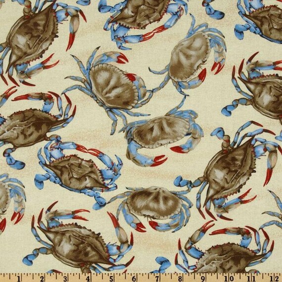Blue Crab Fabric by Timeless Treasures by the yard