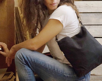 black canvas purse, vegan shoulder purse, small purse, vegan purse, hobo purse handbag, black evening bag, evening purse, womens handbags