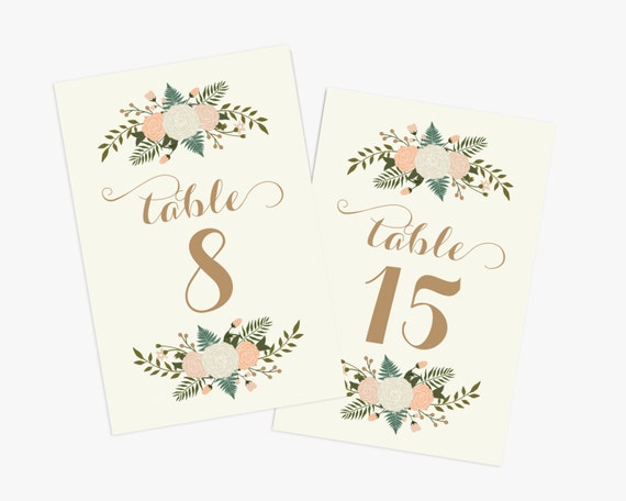 printable wedding table numbers 1 20 floral table numbers