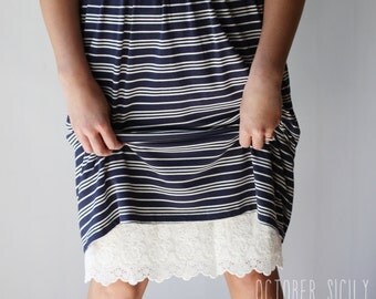 H1L- Modest Opaque Lace Dress Extender HALF SLIP *Style 1L * size S-4XL Plus size