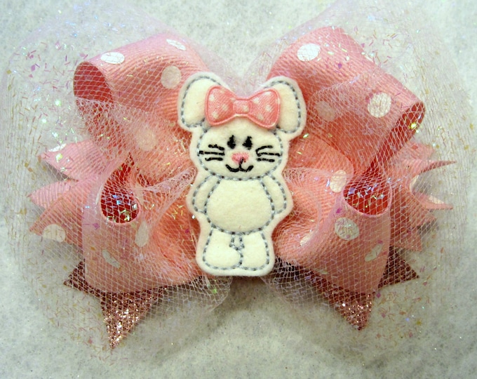 Easter Hair Bow, Easter Bunny Hairbow, Boutique Hairbow, Girls Hair Bows, Pink Bows, Baby Bows, Baby Easter Hair Bow, Baby Headband, Bunnies