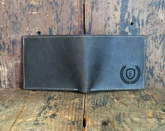 Mens Leather Wallet - Bifold Leather Wallet - Personalized Wallet for Men - Monogram