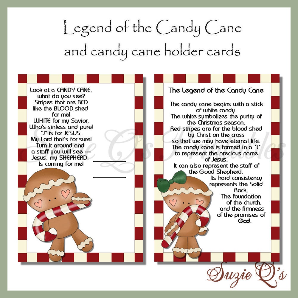 Legend of the Candy Cane Card Digital Printable Immediate