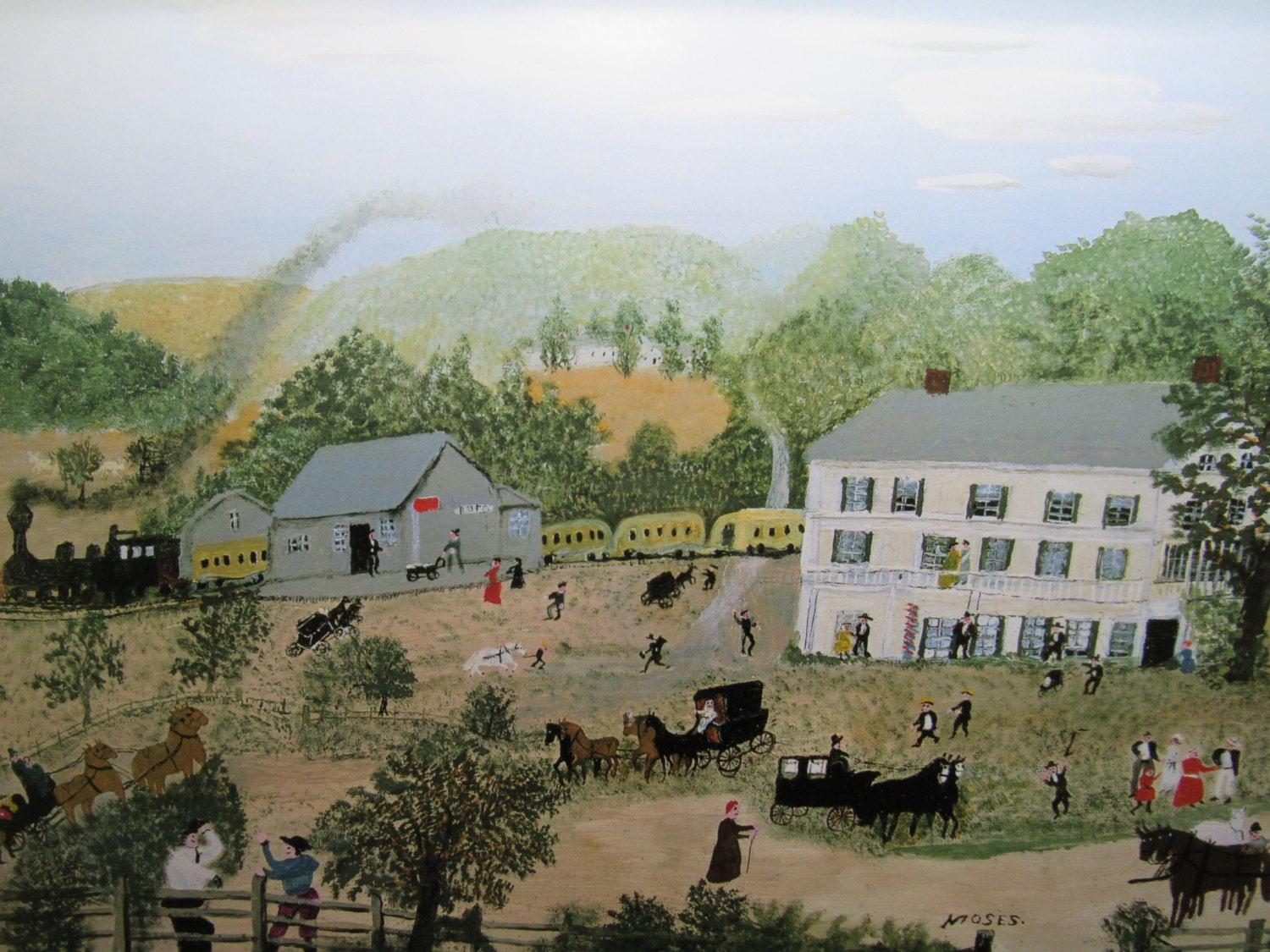 Grandma Moses Eagle Bridge Hotel 12.75 x 8.5 in 1980