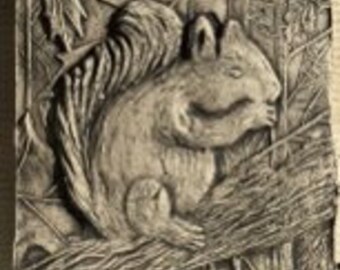 Squirrel 4x4 ceramic porcelain relief tile