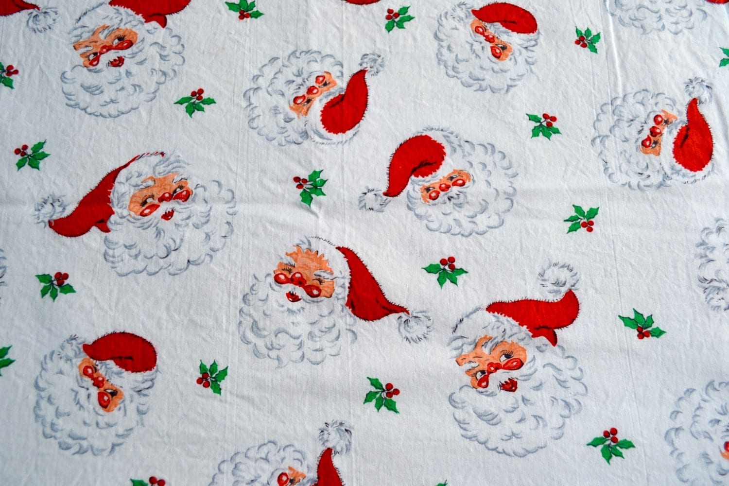 Vintage Christmas Fabric Santa Claus Half Yard 34 x 18