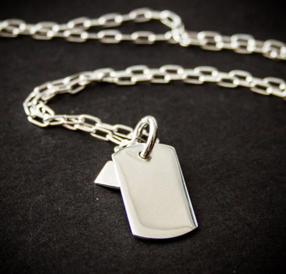 Sterling Silver Dog Tag Necklace. Dog Tag Necklace. Sterling