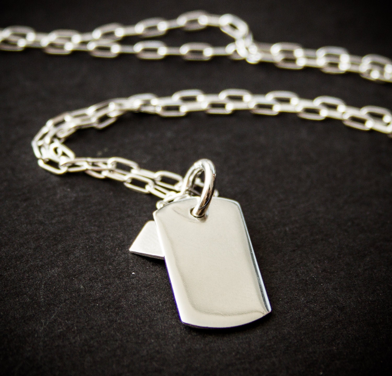 Sterling Silver Dog Tag Necklace. Dog Tag Necklace. Sterling