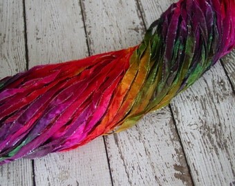 New - Hand Dyed ribbon FANTASY LAND glitters, 5 yards