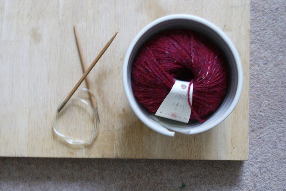 Made to Order Stoneware pottery yarn bowl with little star