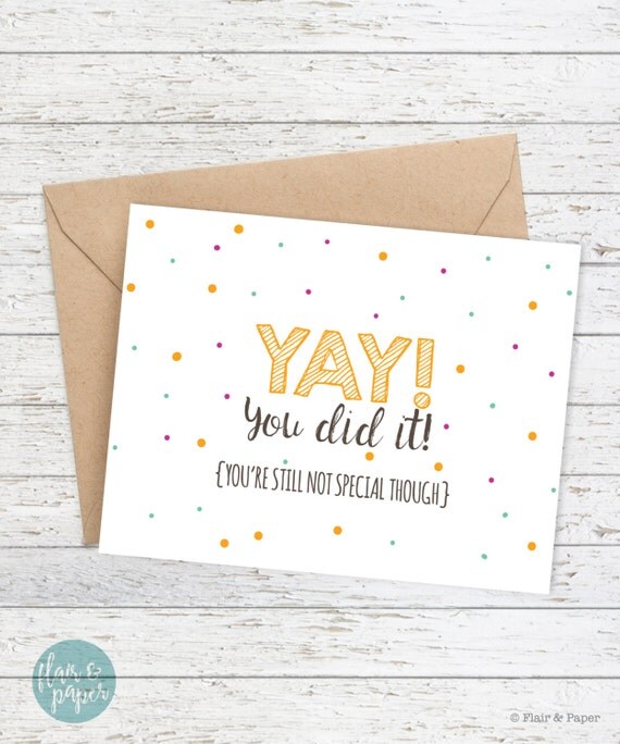 Funny Congratulations Card Funny Friend Card by FlairandPaper