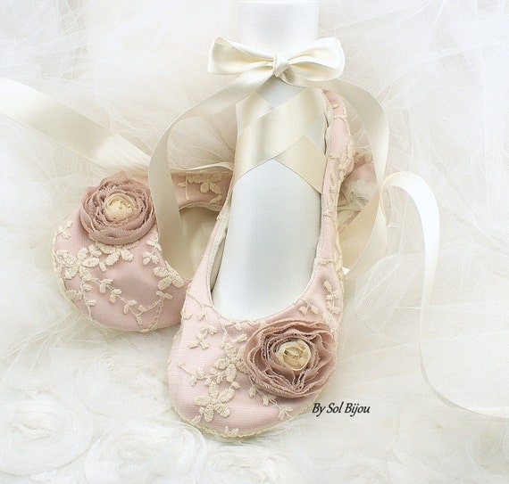 pink lace ballet flats