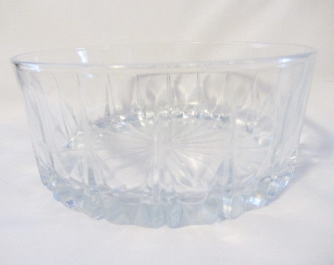 Vintage KIG Indonesia Glass Serving Bowl, Diamond Pattern Bowl, Glass Diamond Pattern Serving Bowl, Glass Bowl, Serving Bowl Glass