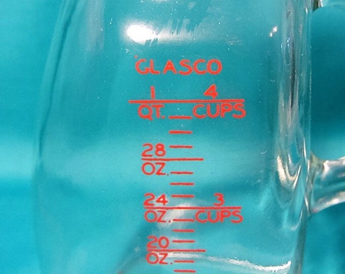 GLASCO Clear Glass Measuring Pitcher Vintage, 1 Quart /4 Cup/32 Oz. Baby Formula Measuring Pitcher USA, Liquid Measuring Pitcher