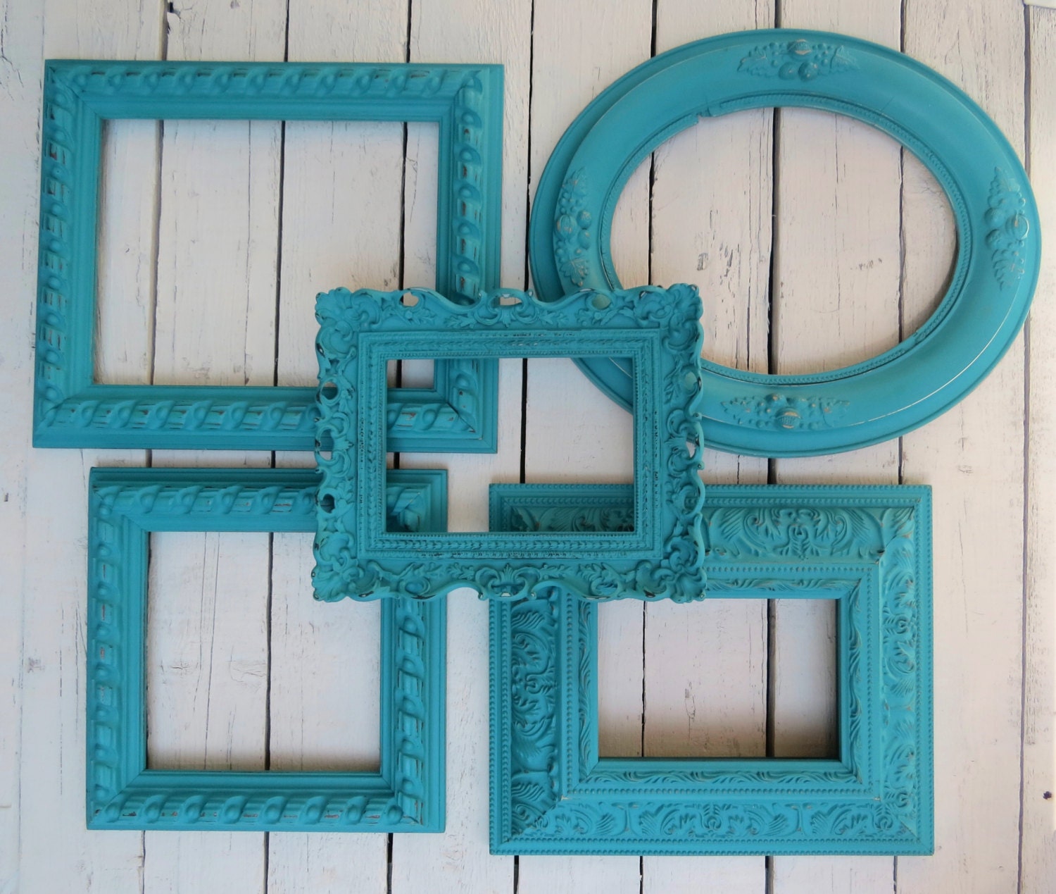 Turquoise Frames, French Cottage Old Frames, Ornate Frames, Chic