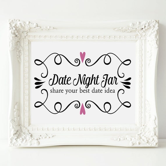 Date Night Jar Wedding Sign Two Hearts Date Night By Orchardberry 