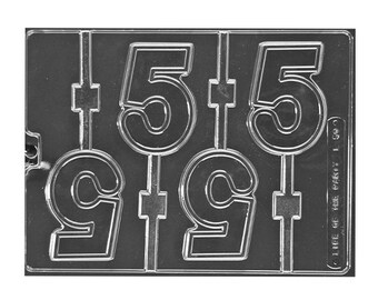 Number 5 Lollipop Mold, #5 Chocolate Mold, Number 5 Chocolate Sucker Mold, Chocolate Lollipop Mold, Number Candy Mold