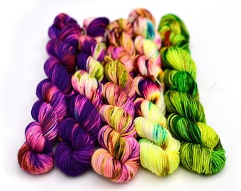 Hand dyed mini skeins sock yarn