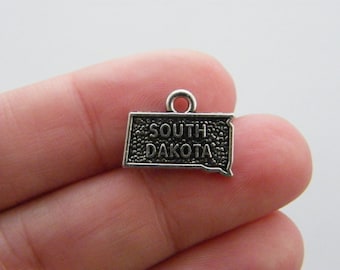 BULK 10 Africa charms antique silver and red enamel WT116