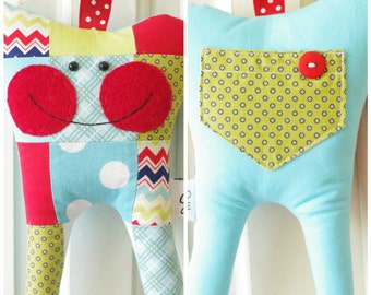 Patchwork Tooth Fairy Pillow (red)-READY TO SHIP