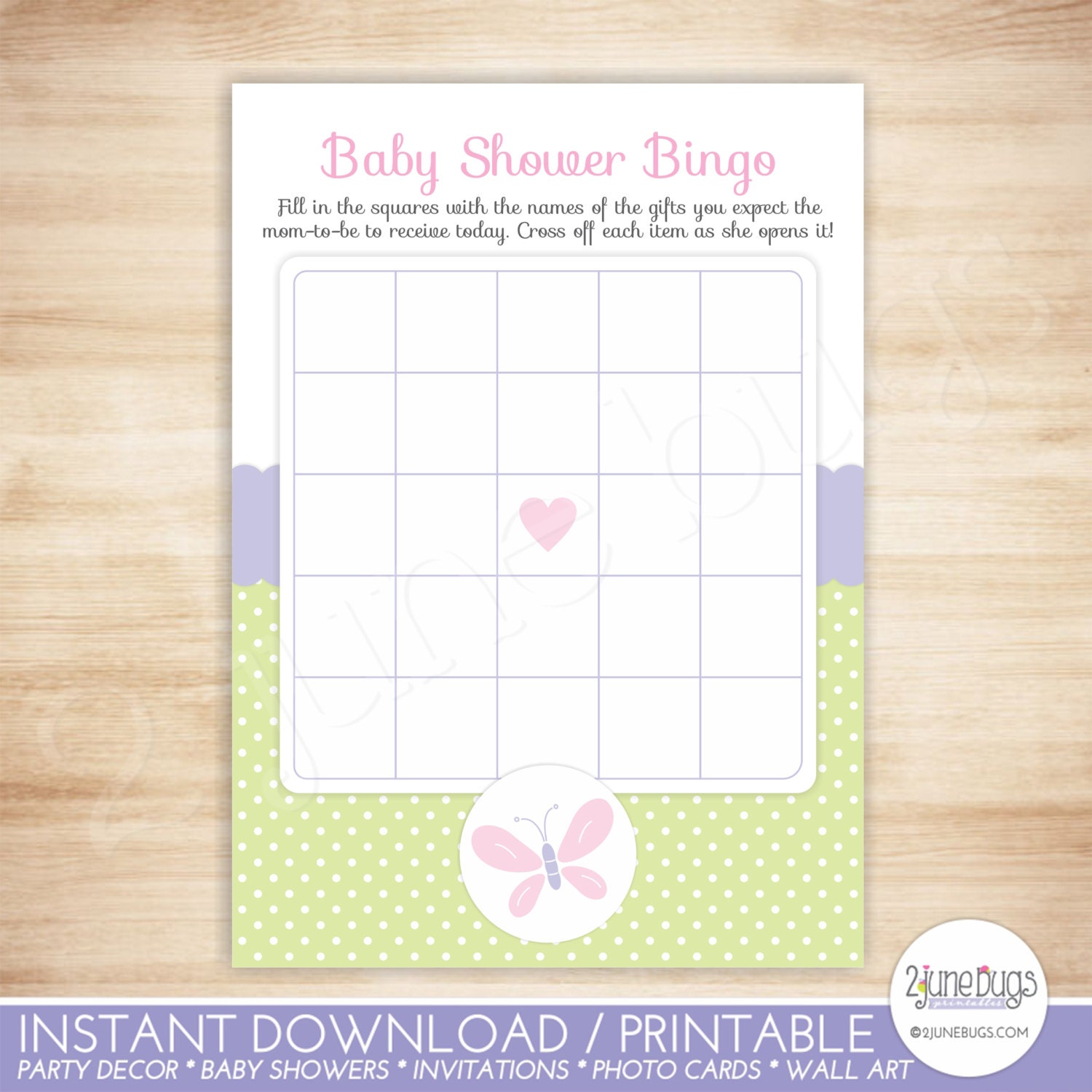 Butterfly Baby Shower Bingo Cards Butterfly Baby Girl Shower