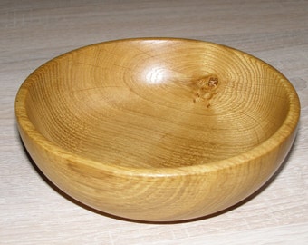 Hand Turned Oak Wood Bowl 2,17 " Deep and 6,5 " Wide
