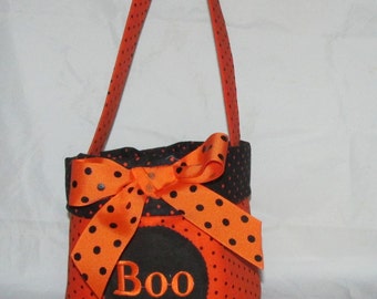 BOO~ Trick or Treat~Candy Bucket~Embroidered Halloween Basket~Candy Basket~Candy Bucket~Halloween Tote~Halloween Bag~Personalized Basket
