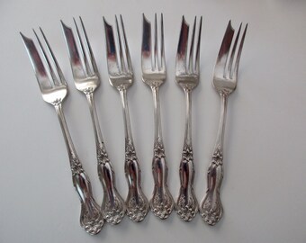 6 vintage silver plate dessert forks - Pilgrim Silver Co