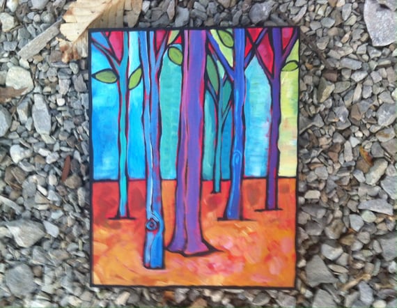 Indiana Woods Original Acrylic Painting on Wood Canvas Home Decor