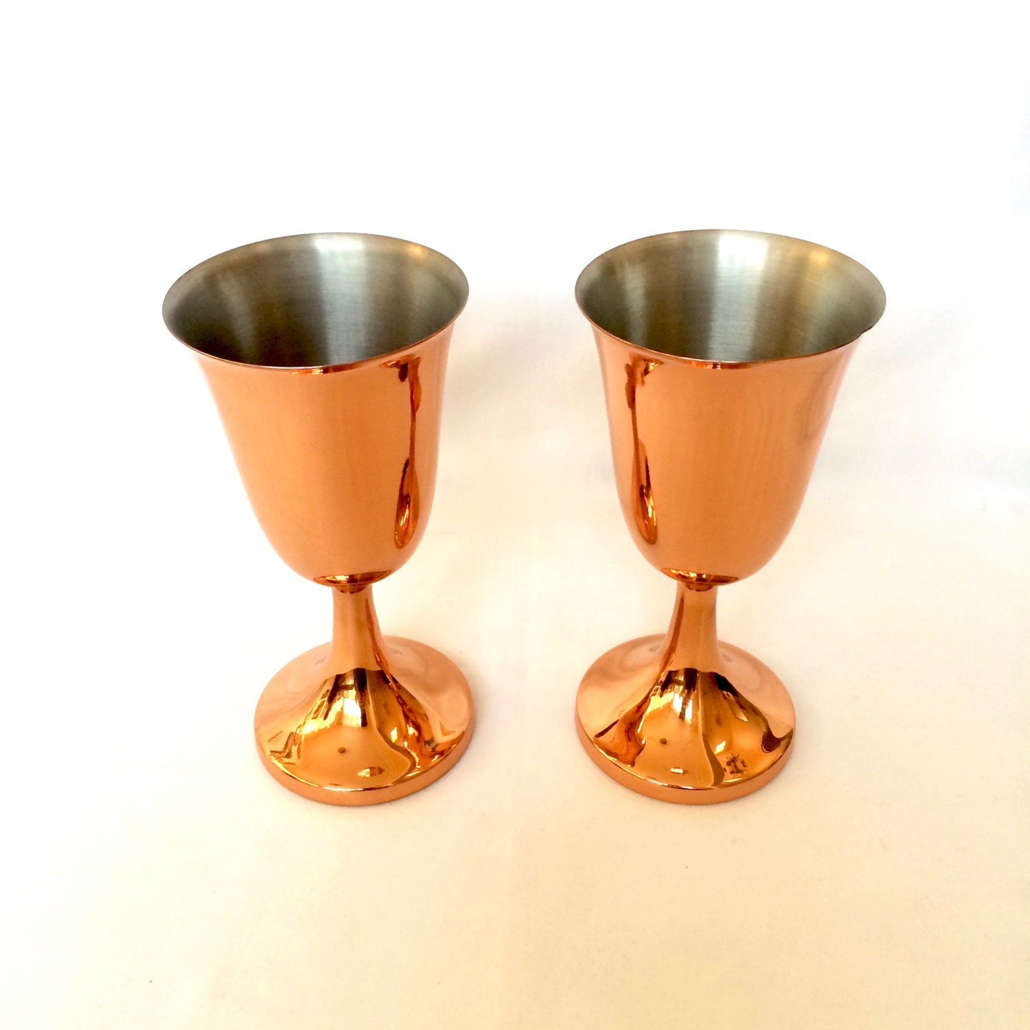 Copper Goblets Set of 2 Copper Stemware / Coppercraft guild