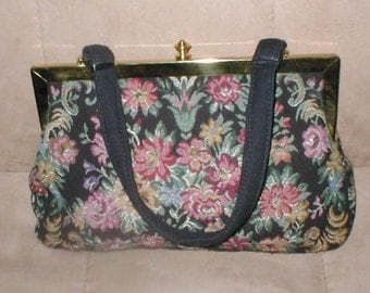 Vintage Floral Tapestry Handbag