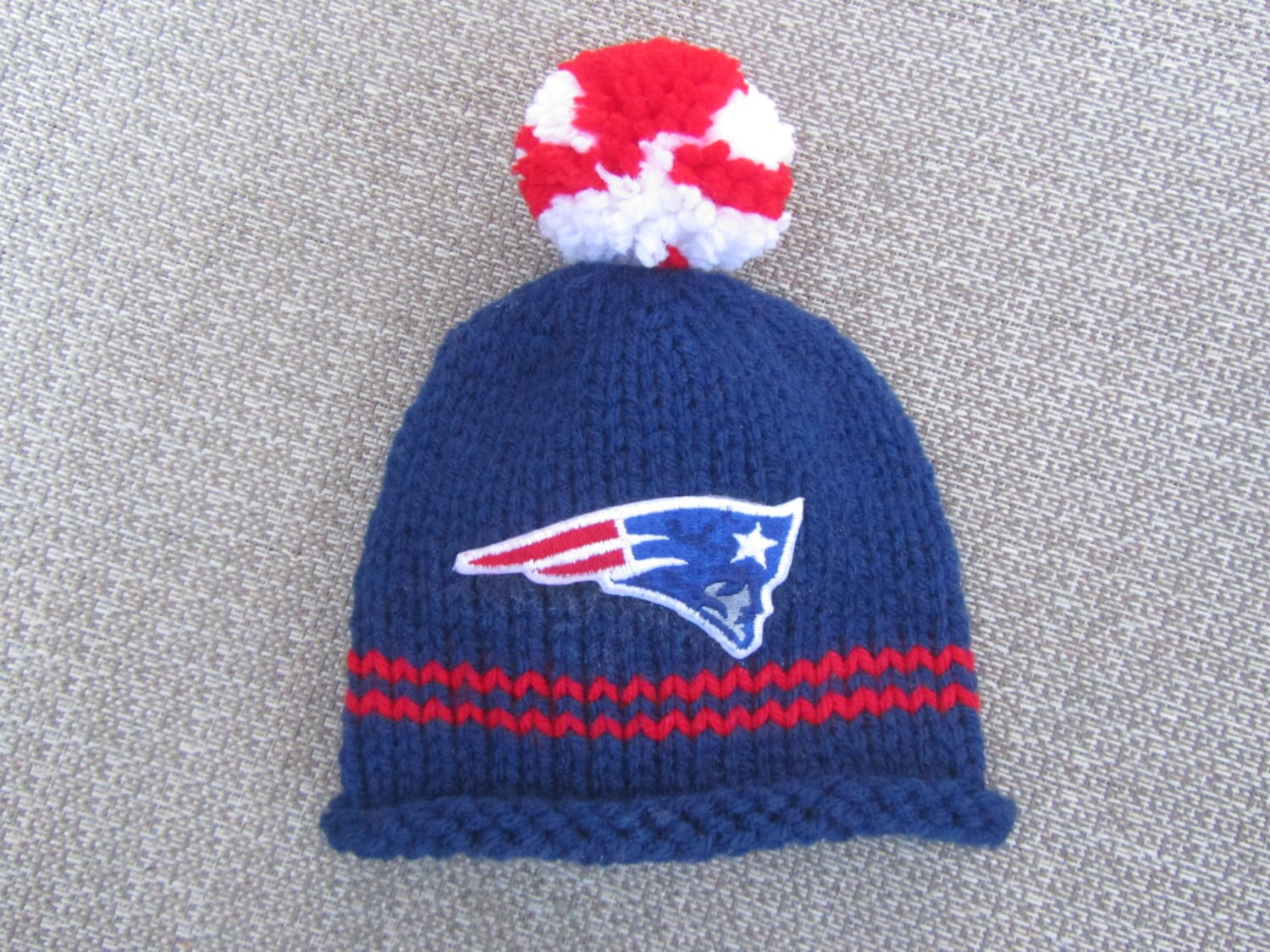 NEW ENGLAND PATRIOTS Hand Knit Baby Hat Boston by UpNorthKnits