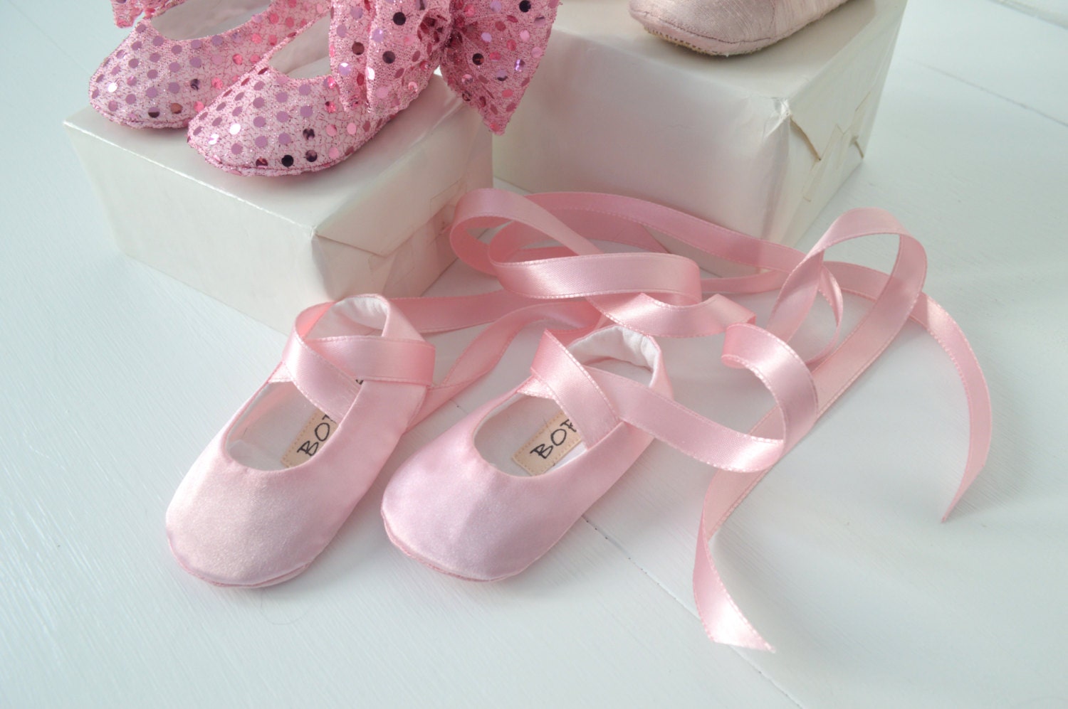 Baby Girl Ballet Shoes Classic Pink Satin Newborn Gift