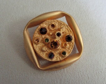 Square brooch with assorted Swarovski crystals