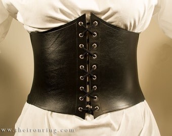 Alisea Corset Belt with strings in genuine leather and elastic band, different colors available